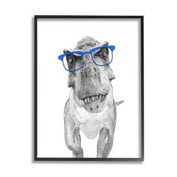 Stupell T-Rex Dinosaur Blue Glasses Framed Giclee