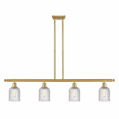 Bridal Veil - 4 Light Stem Hung Island In Art Deco Style-9.5 Inches Tall and 48 Inches Wide