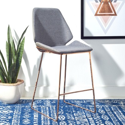 Masami Grey and Gold Saddle Style Counter Stool