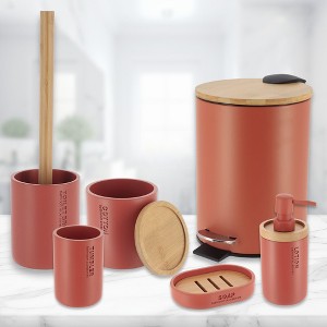 Evideco French Home Goods Bathroom Accessories with Natural Accents, Modern 6-piece Set - 1 of 4