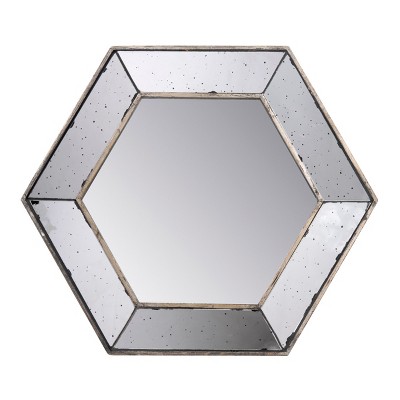 GlasFlength Decorative Wall Mirrors Rhombus Accent Mirror Wall Mirror Polished Mirror Decorative Mirror for Living Room, Silver, 21.4"*1.4"*18.6"