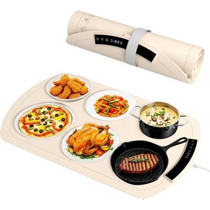ZAFRO 7-Temp Food Warming Mat, 250W Low Energy Consumption (104°F-212°F), 5H Timer & Child Lock, Ultra-Thin Roll-Up Buffet Hot Plate, White - 1 of 4