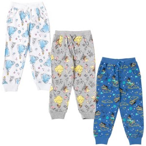 Disney Princess Cinderella Belle Jasmine Moana Rapunzel Ariel Girls Fleece 3 Pack Pants Toddler to Big Kid - 1 of 4