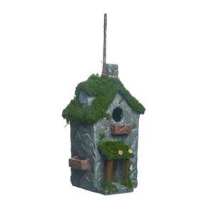 Transpac Resin 10.5 in. Multicolor Spring Mossy Hut Birdhouse - 1 of 4