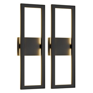 LamQee Black LED Wall Sconce Outdoor Large Modern Exterior Light Fixture Outside Lighting Sleek Dual Rectangle Indoor Light - 1 of 4