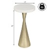JONATHAN Y Ziggy 22" Contemporary Designer Metal Drink Table & Decorative End Table with White Marble Round Top & Cone Pedestal Base - 4 of 4