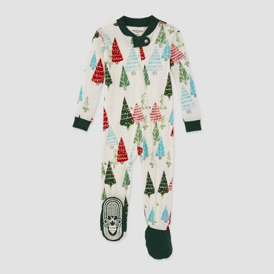 Image of Burt's Bees Baby® Baby Whimsical Woods Organic Cotton Footed Pajama - Dark Green 9M