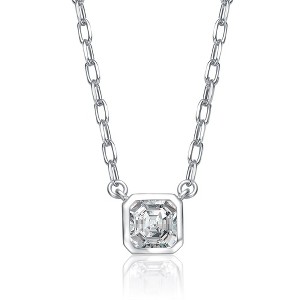 Asscher-Cut Stud Necklace with Clear Cubic Zirconia – A Classic and Elegant Design Featuring Sparkling Asscher-Cut Stones for Timeless Sophistication - 1 of 3