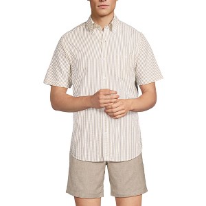 Lands' End Men's Short Sleeve Seersucker Shirt - 1 of 4