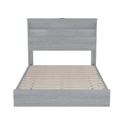 TiramisuBest Queen Size Vintage Platform Bed - Light Gray MDF Design