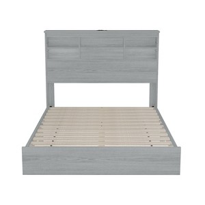 TiramisuBest Queen Size Vintage Platform Bed - Light Gray MDF Design - 1 of 4