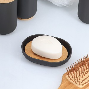 Evideco French Home Goods Versatile Soap Dish with Bamboo Tray - Bathroom Organizer for Stylish and Functional Storage - 1 of 4
