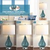22.5" Blue Glass Table Lamps Set of 2, Modern Bedside Lamps with White Fabric Shade, 3-Way Dimmable Touch Control, LED Bulbs Included – Cuddlewood - 4 of 4