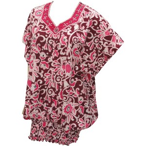 LA LEELA Women's Beachwear Swimsuit Coverups for Women Summer Swim Beach Dress Cover Ups for Swimwear Women Bohemian Bathing Suit M-L Pink,Floral - 1 of 3