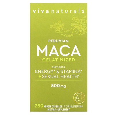 Viva Naturals Peruvian Maca, Gelatinized, 500 mg, 250 Veggie Capsules