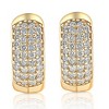 Pompeii3 1/4ct Diamond Pave Huggie Hoops Tiny Women's Earrings Yellow Gold 1/3" Tall - 2 of 4