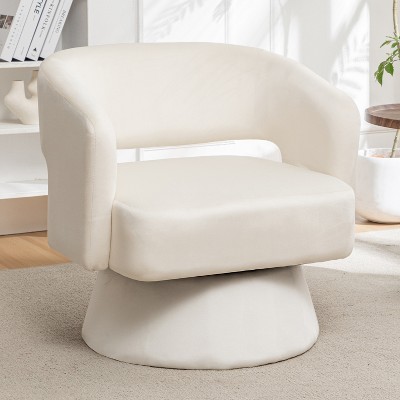 CIPACHO Swivel Barrel Chair, Velvet Accent Armchair 360 Degree Swivel Club Chair for Living Room Bedroom Reception Room