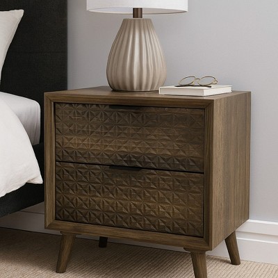 Royal Hampton Nightstand, 2 Drawers, Dark Brown Wood, 25 Inch