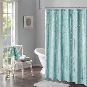 PAGED Modern Metallic Geometric Shower Curtain, 72x72" Shower Curtain with Shiny Print, Printed Metallic Shower Curtain for Bathroom - 1 of 4