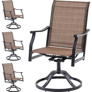 Patio Dining Chairs Set of 4, Swivel Outdoor Patio Chair with Paded Textilene Fabric, All Weather Outdoor Seats Ergonomic Comfort, Balcony, and Garden - 1 of 4