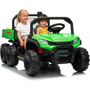 24V Electric Ride-On Dump Truck- 2-Seater w/ Parent Remote, All-Terrain Tires, 3 Speeds, Music & Safety Belts for Ages 3-8 - 1 of 4