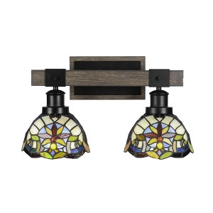 Toltec Lighting Tacoma 2 - Light Vanity in  Black/Painted Wood with 7" Earth Star Art Glass Shade - 1 of 1