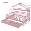 Full/Twin Size Platform Bed With 2 Drawers, Storage Shelf, Guardrail, Pine Frame Twin Size House Bed, No Box Spring Required - 3 of 4