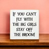 Slickblue Funny Witch Quote Wood Sign – “Stay Off the Broom” Saying, 7x7 Rustic Knotty Pine Wall Art - 3 of 3