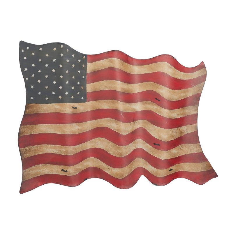 Metal American Flag Indoor Outdoor Wall Decor Red - Olivia &#38; May, 2 of 8