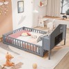 NicBex Full Size Montessori Floor Bed for Kids,Versatile Toddler Bed Frame with Bookcase&Blackboard,Slatted Floor Bed,Safe&Formaldehyde-Free - 2 of 4