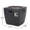 GDFStudio Andreson Outdoor 40,000 BTU Lightweight Concrete Square Fire Pit Table, Dark Gray - 3 of 4
