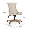 Office Chair with Wheels, Swivel Lift Desk Chair with Weathered Wood Base and Faux Leather Upholstered Seat-Maison Boucle - 3 of 4