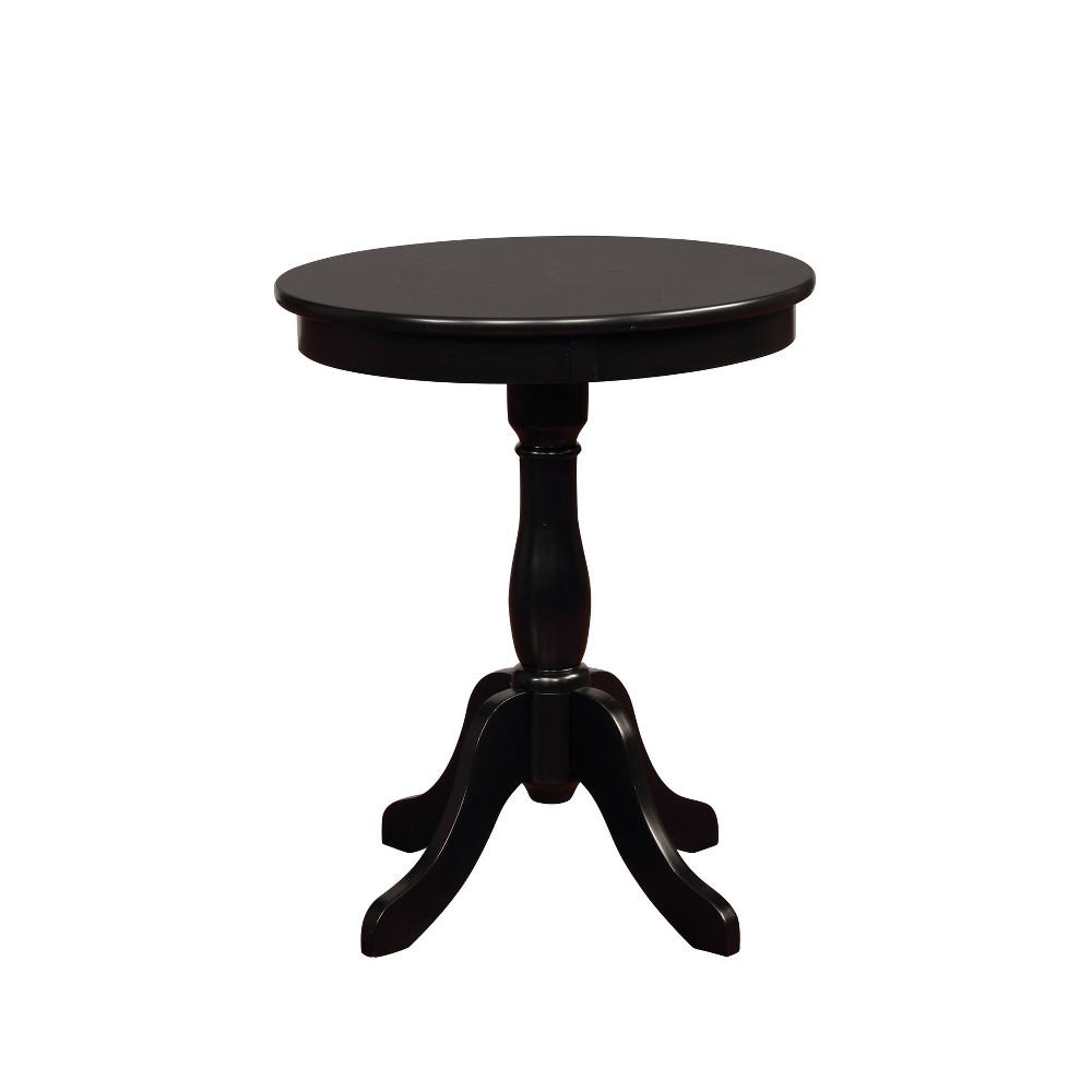 18" Sara Traditional Round Table Black - Powell: Rubberwood Frame, MDF Top, 22" High, Spot Clean