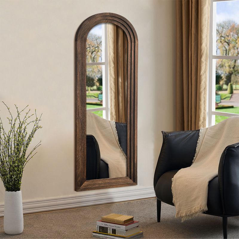 Neutypechic Wood Frame Arch Top Full Length Mirror Leaning Mirror, 2 of 6