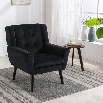 Modern Soft Velvet Upholstered Accent Chair With Armrests, Blue -  Modernluxe : Target