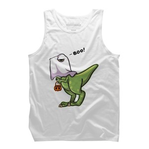 Men's Design By Humans Halloween Ghost Dinosaur By whynot007 Tank Top - 1 of 3