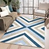 Washable Geometric Area Rug, Low Pile Stain Resistant Foldable Carpet for Bedroom, Dining Room, Office - 3 of 4
