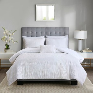 King/Cal King 4 Piece Cotton Seersucker Duvet Cover Set - 1 of 1