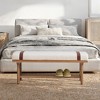 Bekrvio 44-Inch Teddy Fleece Upholstered Bench – Solid Wood Frame,Mid Century Modern Bench with PU Straps for Living Room, Bedroom - 2 of 4
