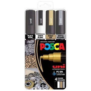 uniball POSCA PC-5M Water Based Paint Markers in Metallic Colors - Medium Tip (1.8-2.5mm) - 4 Pack: Paint Pens Acrylic - 1 of 4