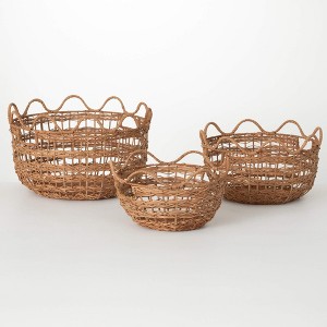 Sullivans 12.25", 10" & 8.5" Large Nested Rattan Basket Set of 3, Brown - 1 of 4