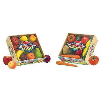 Melissa & Doug Play-Time Produce Fruit (9pc) and Vegetables (7pc) Realistic Play Food