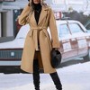 Coolmee Women's Peacoat Notched Lapel Collar Single Breasted Trench Coats Loose Casual Long Jacket Fall Winter Outerwear with Belt - 3 of 4