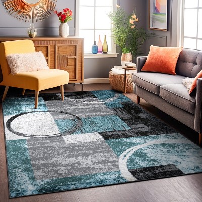 Elegance Abstract Blue-Gray Synthetic 5' x 7' Area Rug