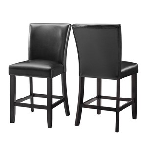 26" Set of 2 Carrara Counter Height Barstools Black - Steve Silver Co.: Upholstered, Rubberwood Frame, Floor Protectors - 1 of 4