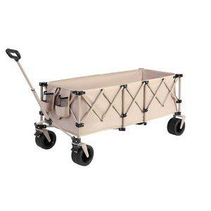 Grungis Foldable Extended Wagon Cart,Shopping Cart with Big All-Terrain Beach Wheels & Drink Holders,Utility Cart for Camping,Shopping - 1 of 4