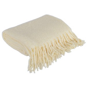 Mohair Fringe Throw Blanket White - Décor Therapy