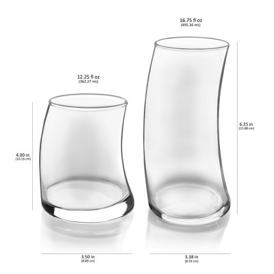 Libbey Swerve 16-Piece Curved Glass Tumbler and Rocks Set