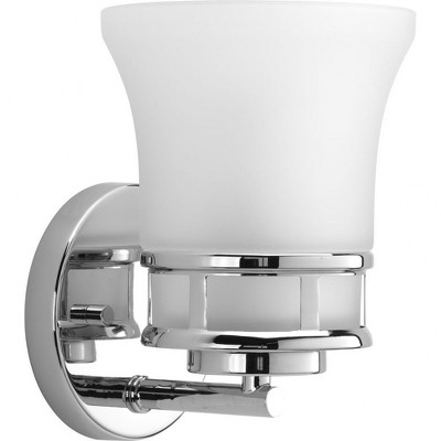 Progress Lighting Cascadia 1-Light Bath Vanity, Polished Chrome, Etched Glass Shade