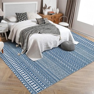 Small Throw Rug for Bedroom Kitchen Entryway - Boho Vintage Non-Slip Washable Mat, Oriental Soft Stain Resistant Low Pile Carpet - 1 of 4